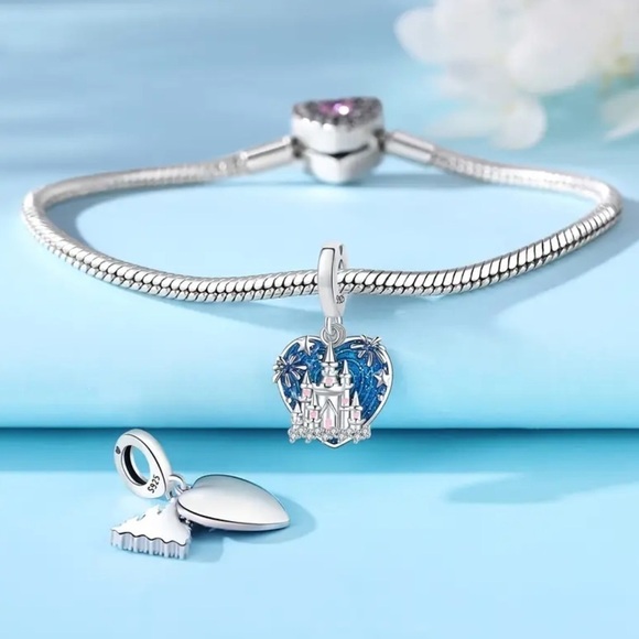 925 Sterling Silver Fireworks Castle Charm/ Pendant - NWT - Picture 3 of 5